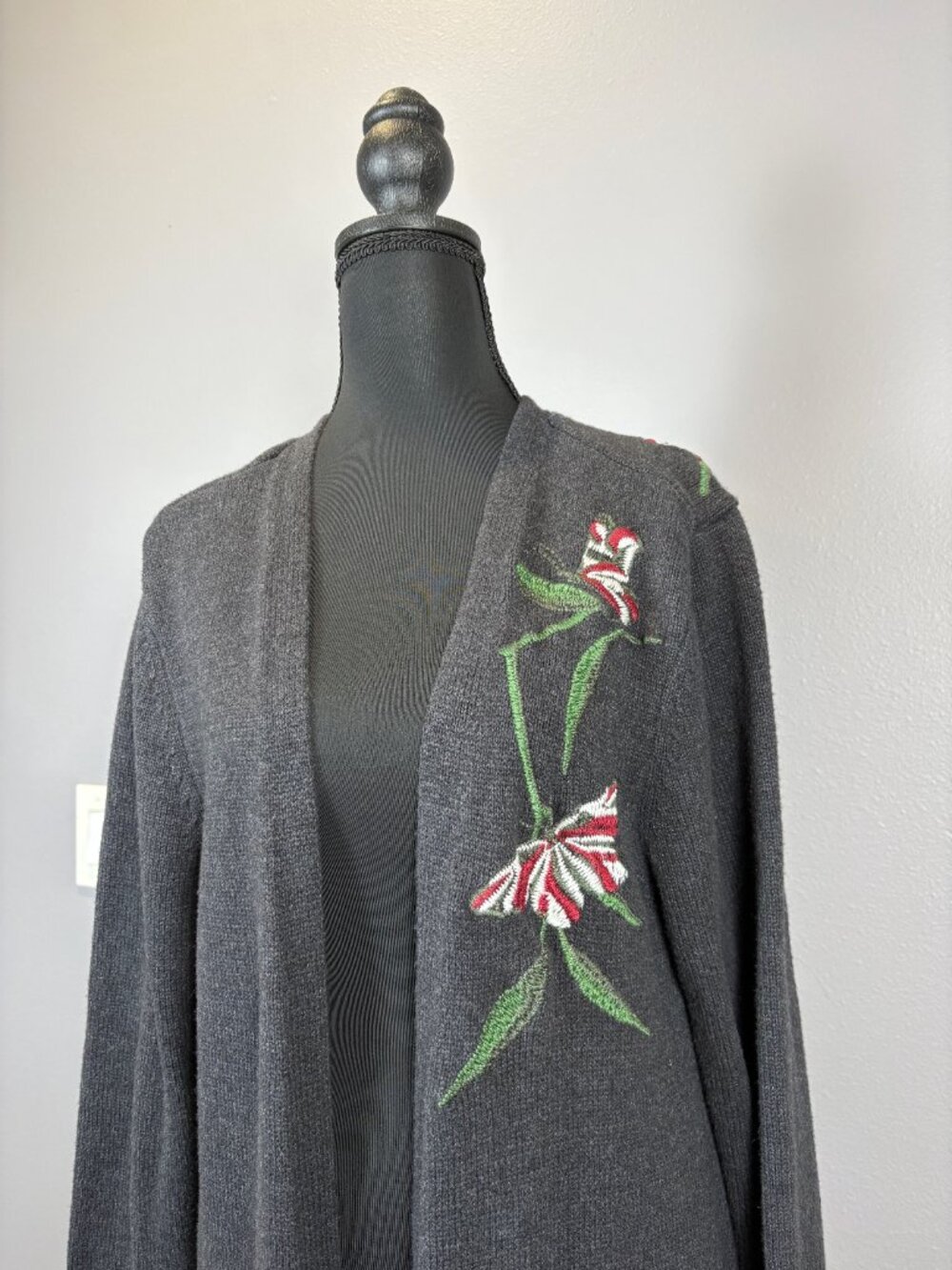 Long Embroidered Cardigan